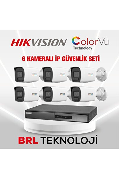 Hikvision 6 Kameralı 4 Mp ColorVu İp Güvenlik Kamera Seti DS-2CD1047G2H-LIUF ...