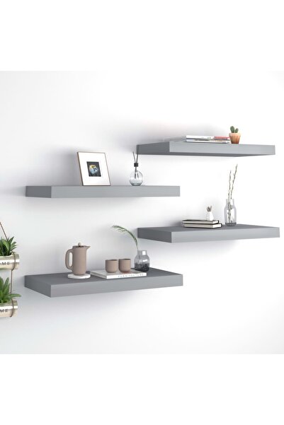Concept Rafturi de perete suspendate, 4 buc., gri, 50x23x3,8 cm, MDF