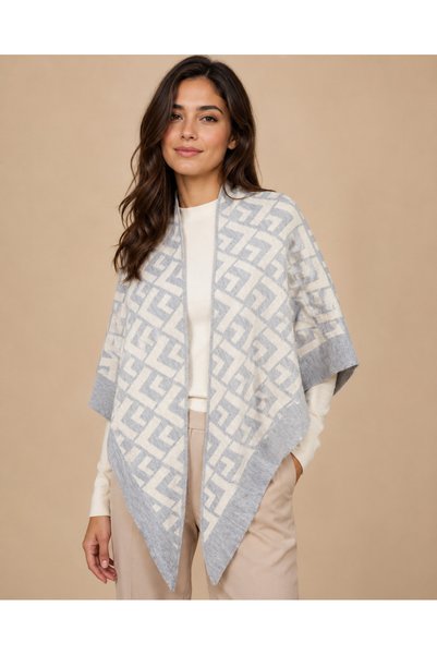 Sebir Moda V Patterned Knitwear Triangle Shawl