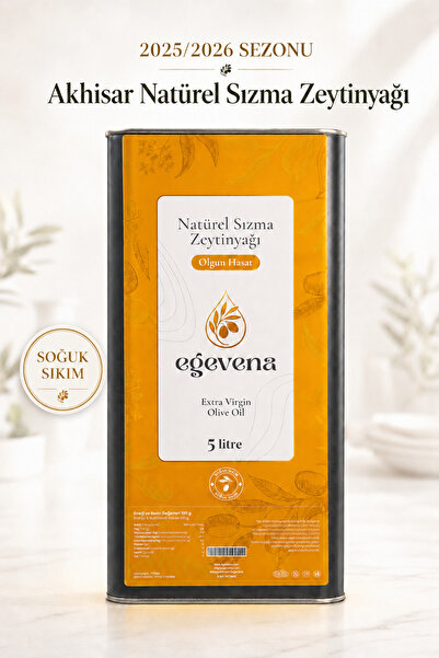 EGEVENA 2025-2026 Premium Olgun Hasat 5 Litre Naturel Sızma Soğuk Sıkım Zeyti...
