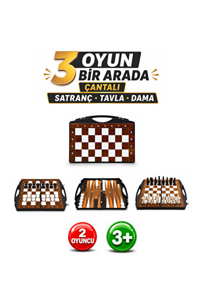 ALAY Ticaret Çantalı Üçü Bir Arada Set - Satranç - Tavla - Dama