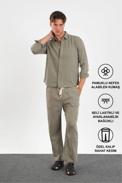 Redline Разкроени зимни широки панталони Oversize Shirt Bottom Top Set 100% п...