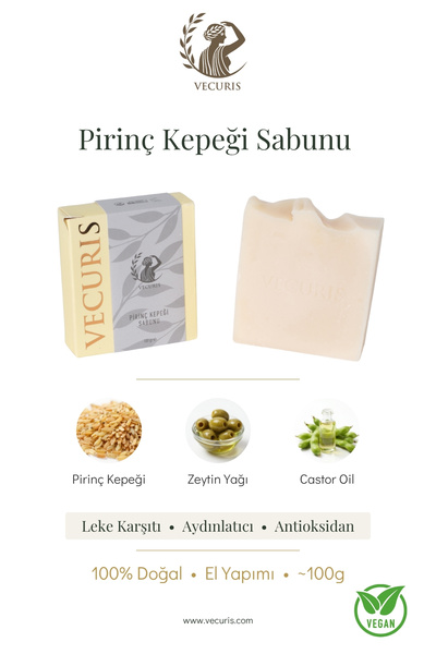 VECURIS Pirinç Kepeği Sabunu | Aydınlatıcı Etki & Leke Karşıtı Cilt Tonu Eşit...