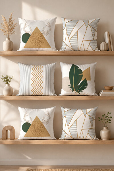 Belle Benoit Set de 6, alb, verde, design, imprimat cu două fețe, decorative,...