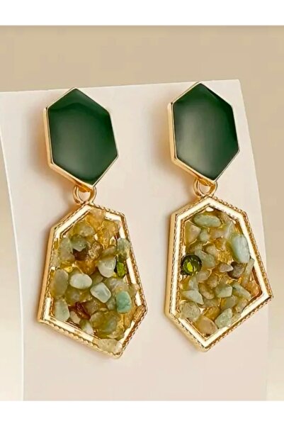 moonlightavm Korean Style Green Stone Earrings