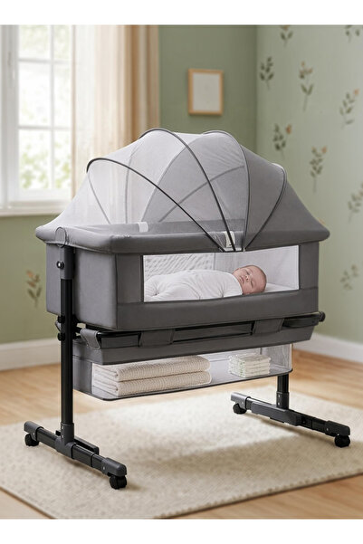 Mini Baby سرير أطفال جانبي قابل للطي بارتفاع قابل للتعديل مع مهد قابل للفتح م...
