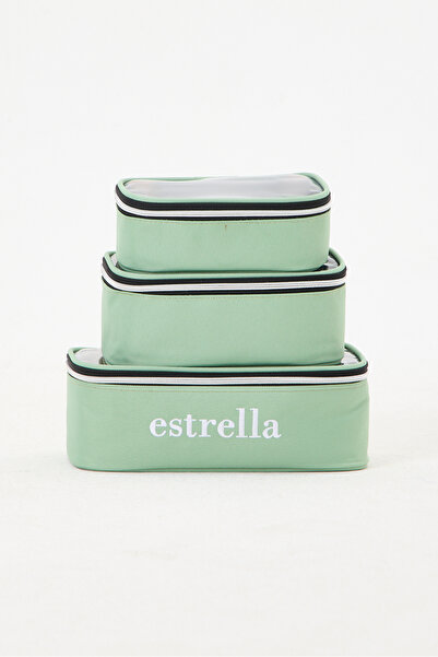 ESTRELLA Luna Makeup Bag Set of 3 Cosmetic Care Organizer Aqua Green