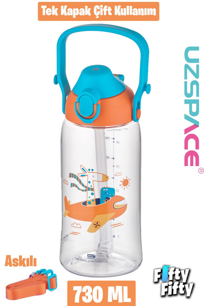Uzspace 730ml Tritan Tek Kapak Çift Kullanım Pipetli/pipetsiz Askı Aparatlı T...