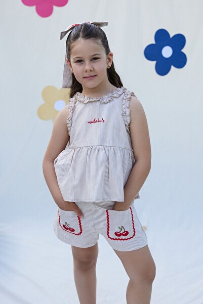 Miela Kids Frilly Cherry Blouse and Shorts Set