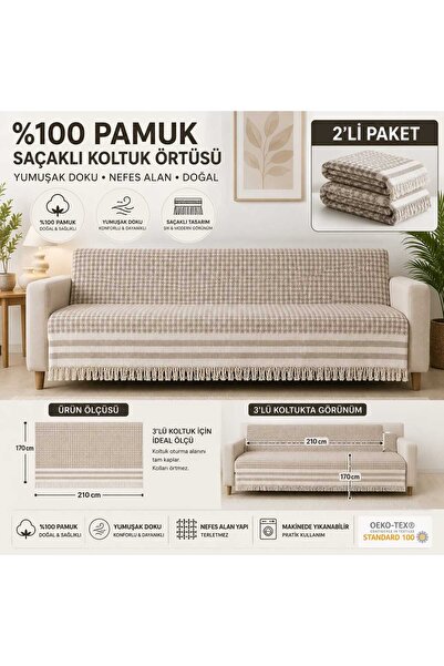 Loova 2 Adet Koltuk örtüsü %100 pamuklu 3 lü koltuğa uygun 180*215 ebat bulda...