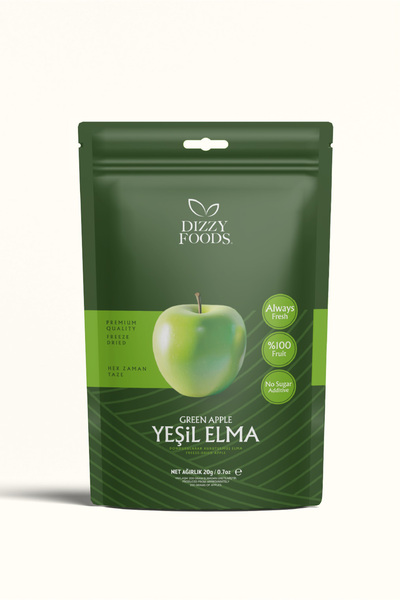 Dizzy Foods Dizzy Foods Dondurularak Kurutulmuş Meyve Yeşil Elma 20 gr