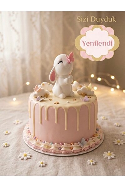 hediyesepetinde Butterfly Tavşan Pasta Süsü – Sevimli Tavşan Cake Topper – Do...