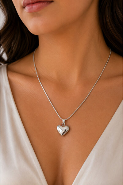 coco shopier 316L Steel Silver Color Heart Necklace