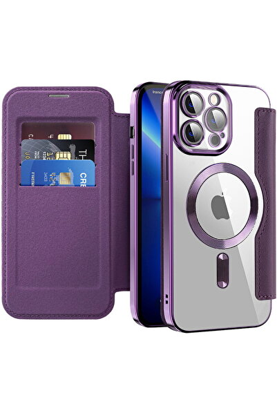 Techsuit Калъф за iPhone 13 Pro - SmartMag Book Case - Лилав