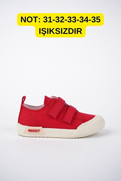 McDark Çocuk Kırmızı Keten Işıklı Ortopedik Spor Ayakkabı