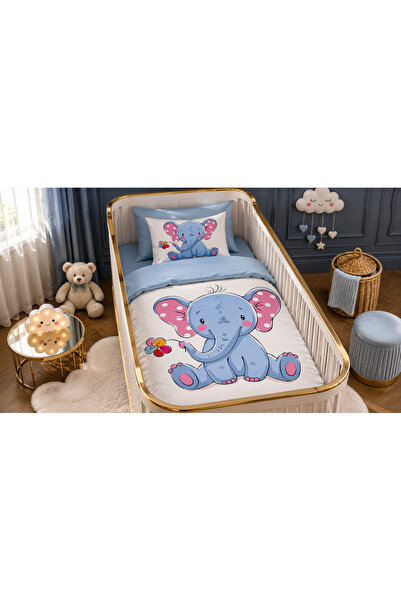Fabeteks Daisy Elephant Baby Single Digital Baby Bedding Set