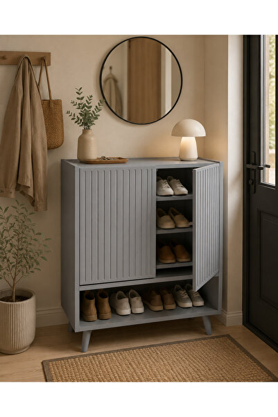 enwood Capella MDF Ayakkabılık ve Çok Amaçlı Dolap Raflı ve Kapaklı 60 cm