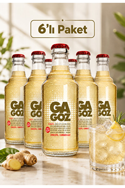 GA GOZ Gazoz Zencefil Aromalı Gazlı İçecek - Ginger Ale 250 ml x 6'lı Paket