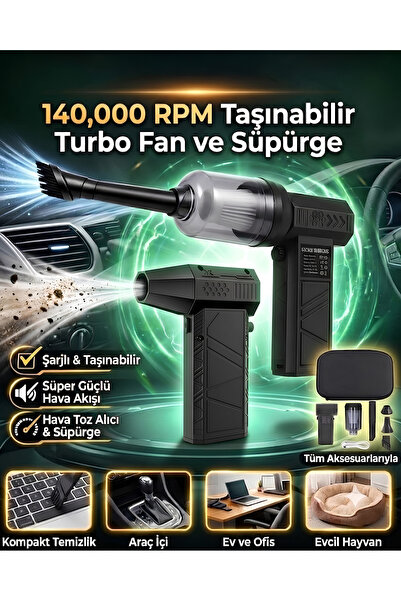 Mega Oto Market Mini Turbo Hava Tabancası Jet Fan 130000 RPM Yüksek Hızlı Kan...