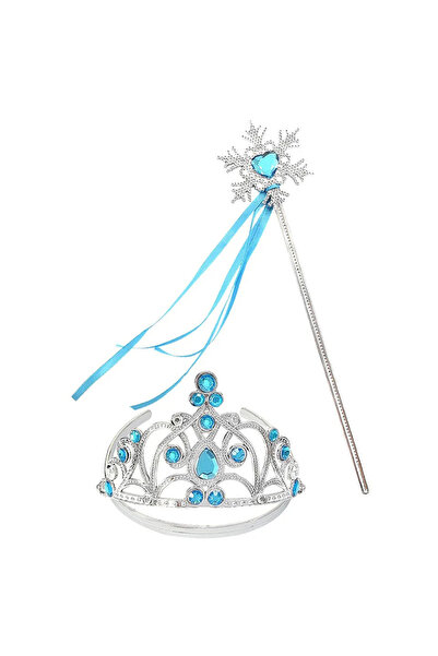 evimdeyokyok Blue stone elsa children's crown and snow themed elsa wand with ...