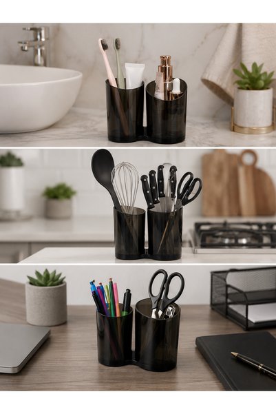 Verona Creative Anti-Tipping Stable Multi-Purpose 2-Compartment Organizer Desktop Makeup and Jewelry Organizer