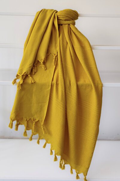Sevim 100% Cotton Towel Peshtemal 90X170Cm - Beach & Pool Towel - Mustard