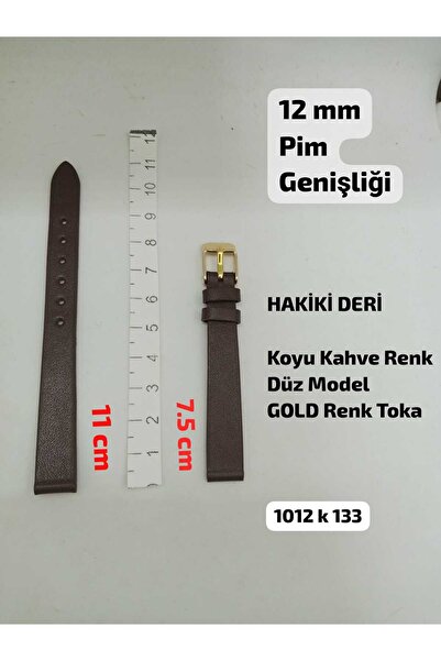 Brality 12 mm Uyumlu HAKİKİ DERİ Kordon- Koyu Kahve Renk Model - Düz Tasarım ...