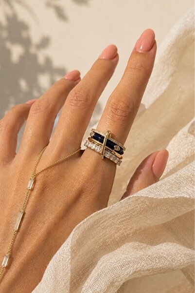 Okko Store Four Row Stone Enamel Ring