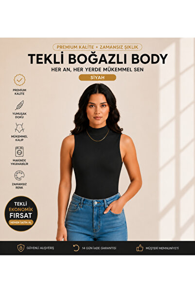 Twentyipek Black Women's Zero Sleeve High Neck Body