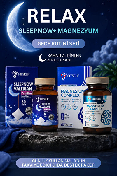Fitself Relax Sleepnow + Magnezyum Gece Rutini Seti, Günlük Kullanıma Uygun T...