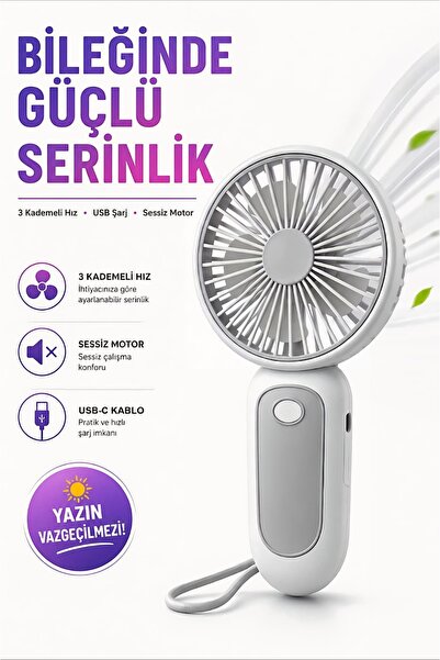 Kensa Bilek Askılı Şarjlı Taşınabilir El Fanı – Mini Vantilatör