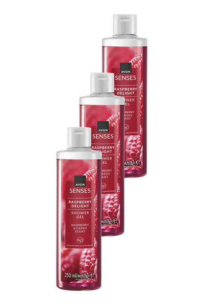 AVON Raspberry Delight Frambuaz ve Frenk Üzümü Kokulu Duş Jeli 250 Ml. Üçlü Set