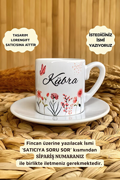 Pastel Rüyası Temalı Kişiye Özel İsimli Türk Kahvesi Fincanı – Porselen 90 ml