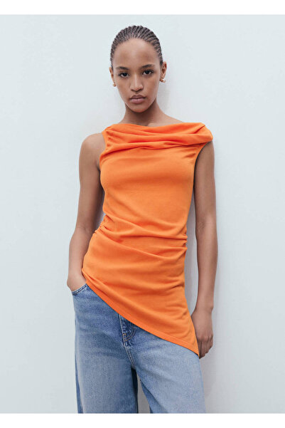 MANGO Woman Drapierter, detaillierter Strickoberteil