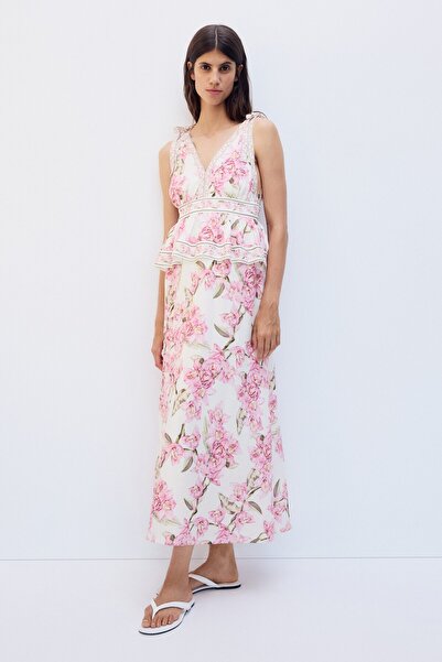 H&M MAMA Keten Karışımlı Emzirme Elbisesi