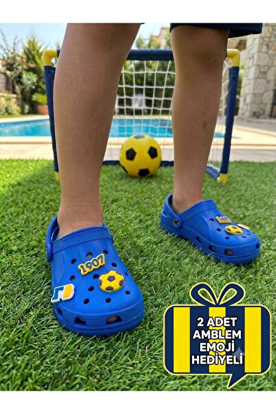 OZZO AYAKKABI Navy Blue Children's Cross Slippers with Fan Emoji