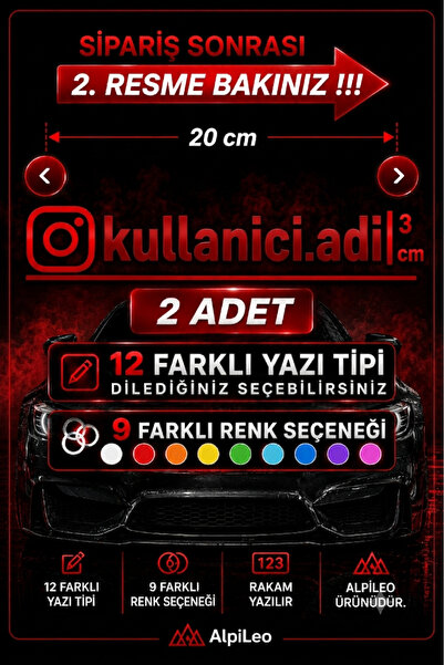 AlpiLeo (2adet) İnstagram Kullanıcı Adı Kırmızı Sticker | Scooter, Akülü Moto...