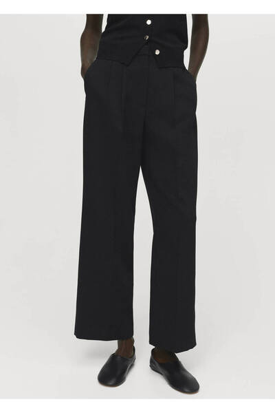 MANGO Woman Pantaloni cu tăietură dreaptă cu clemă