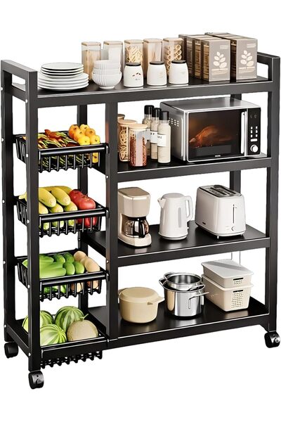 Cady One 4-Tier Rolling Storage Rack 108*80*32cm Kitchen Organizer Storage Ho...