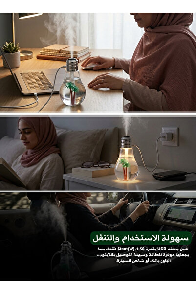 Unbraded Light Bulb Humidifier with 7 Color LED Night Light USB Portable Cool...
