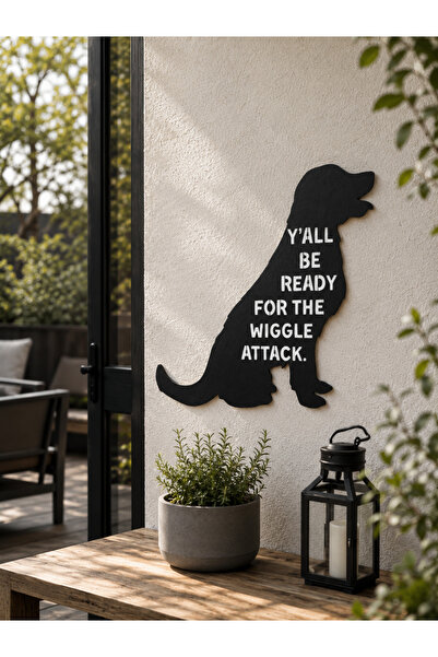 Dil Çıkarmış Köpek Figürlü MDF Duvar Dekoru/Modern Duvar Aksesuarı