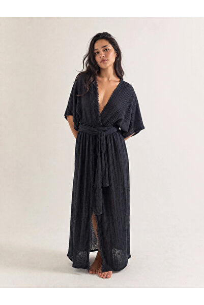 Su Koleksiyon Umman Burumuk Cotton Bohem Dress / Black