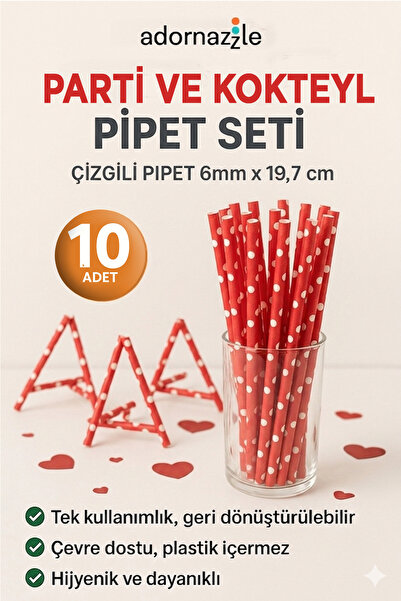 adornazzle Kokteyl Kağıt Pipeti, Renkli, Tek Kullanımlık ve Çevre Dostu Pipet...