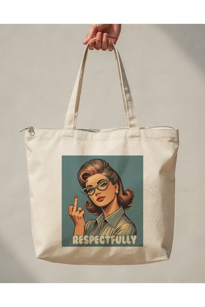 buzagi tasarım ürünleri Respectfully Zippered Lined Gusseted Canvas Bag 35 X ...