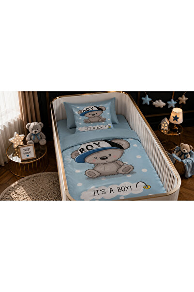 Fabeteks Single Digital Baby Bedding Set with Cute Teddy Bear Hat