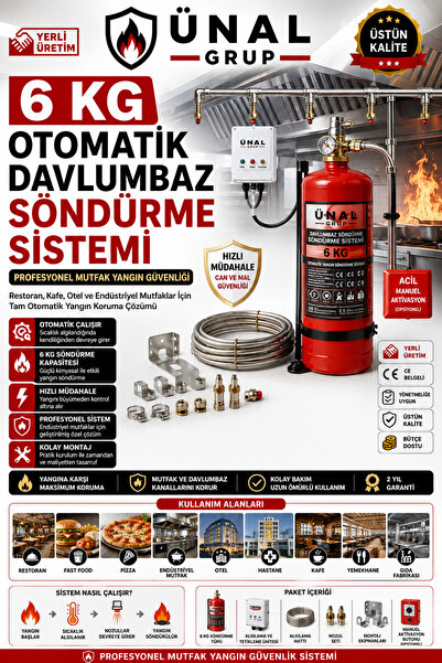ünalgrup 6 kg Davlumbaz Yangın Söndürme Sistemi Otomatik Mutfak Güvenliği Ara...