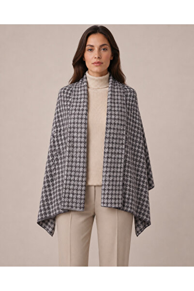 Sebir Moda Houndstooth Patterned Knitwear Shawl