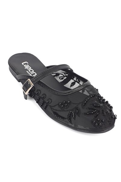 Capone Outfitters Papuci de balerină pentru femei, din dantelă și plasă, brod...