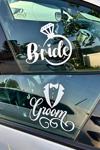 New Jargon Bride & Groom Written Car Window Sticker - Wedding Car Decoration ...