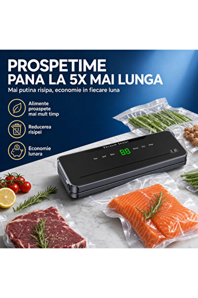 OEM Aparat vidat/sigilat alimente,120W,65kpa,5 Functii vidare umed/uscata/soft,30 cm bara de lipire,